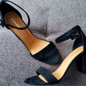 Suede block heel sandals